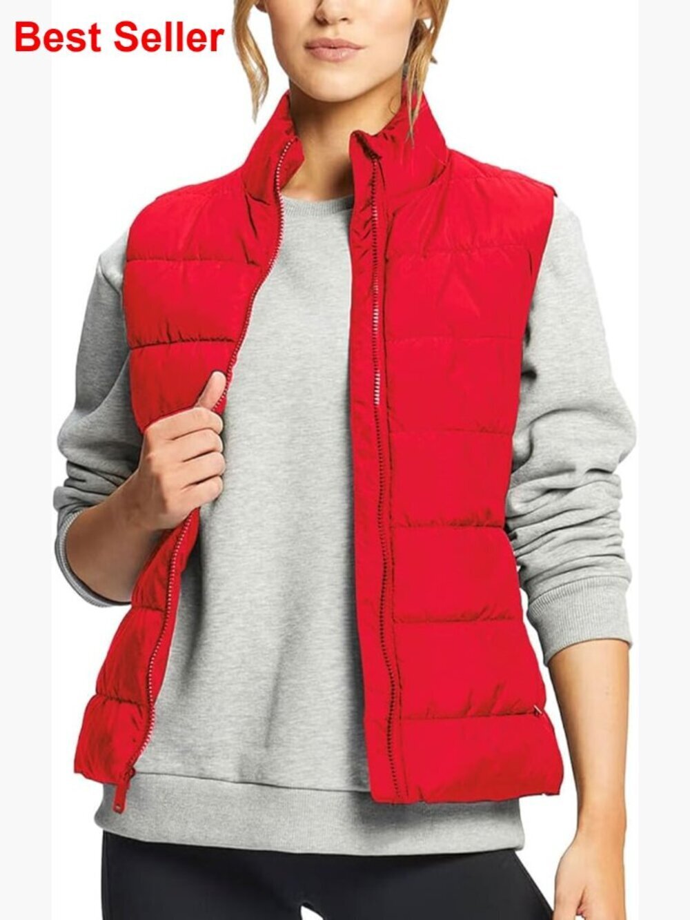 Slim Fit Puffer Vest Full Zip Water-Resistant Quilted Sleeveless Jacket